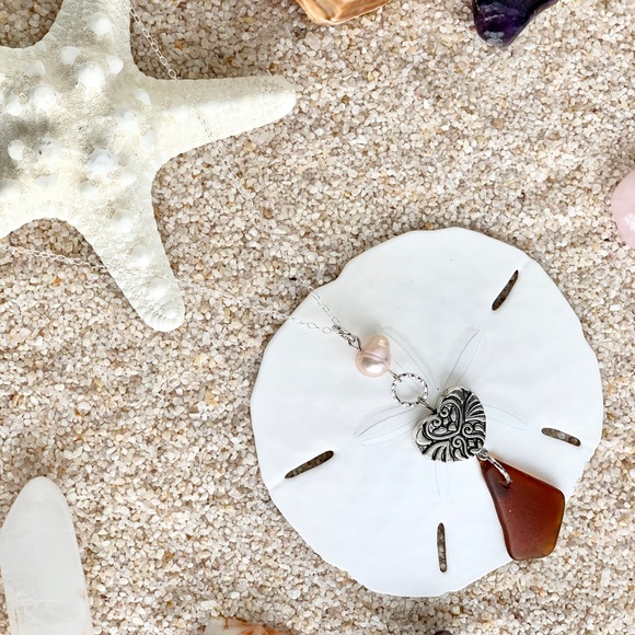 MAUI Beach Glass & Heart Necklace - Picture 2 of 5